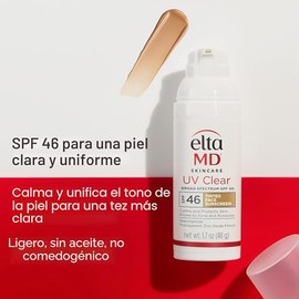 EltaMD UV Clear Face Sunscreen with Zinc Oxide, Oil-Free, SPF 46 and SPF 50 | Calms and Protects Acne-Prone Skin and Rosacea, No White Cast, Dermatolo