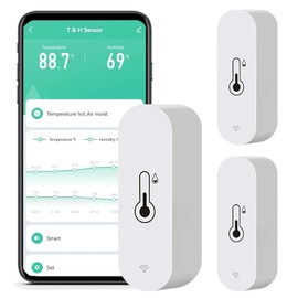 Termómetro higrómetro WiFi，Sensor inalámbrico de temperatura humedad，Alerta de notificación aplicación remota，Compatible con Alexa y Google Assistants, funciona con aplicación Cozy life (Paquete 3)