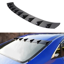 cciyu Shark Fin Spoiler Rear Bumper Chassis Spoiler Shark Fin Wing Fits for 2016-2020 for Honda Civic Sedan Rear Roof 9 Shark Fin Spoiler Wing ABS Glossy Carbon Look