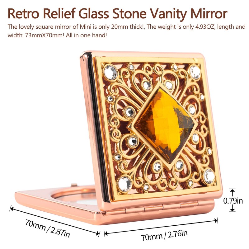 HAPUTDY Mini espejo de maquillaje elegante, portátil 1X/2X lupa (rosa)