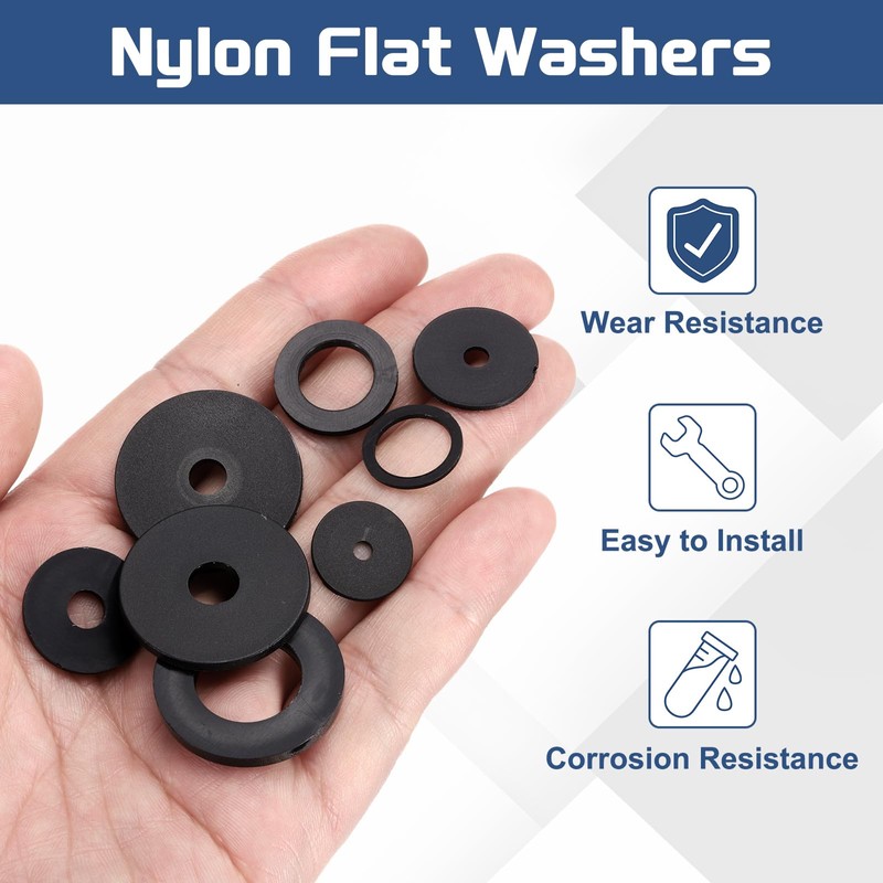 sourcing map 55Pcs M6 Nylon Flat Washers Plain Washer 6mm