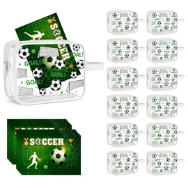 12 Pack Soccer Snack Pouches, Reusable Zipper Pouches for Game Day Treats and Travel, Goal Soccer Themed Party Favor Bags, White