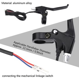 Alomejor 1 Pair Electric Brake V Type Aluminum Alloy Brake Levers with 2 Wires Left Right for E-Bike Bikes 22.5mm