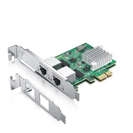 100M/1000M/2.5G NIC Network Card, Dual RJ-45 Port, with Realtek RTL8125BG Controller, Support Windows/Windows Server/Linux/Ubuntu/Centos/Vmware