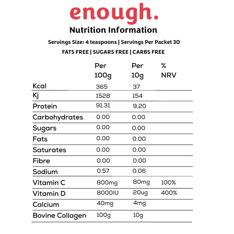 enough. Swiss Bovine Collagen Peptides 300g - Grass-Fed Bovine Collagen