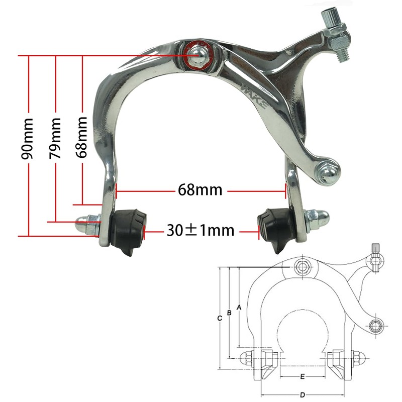 CYSKY Bike Brakes Set, Front and Rear C-Type Brakes Calipers,