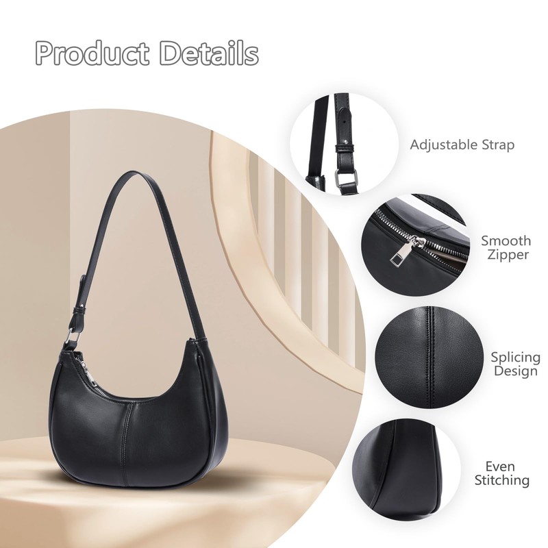 YIKOEE Small Crescent Shoulder Bag for Women with Adjustable Strap