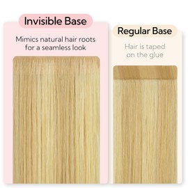 HOTBANANA Invisi Edge Tape in Hair Extensions Human Hair, 14inch 50g 20pcs Light Blonde Highlighted Golden Blonde Balayage Invisible Tape in Extensions Straight Seamless Real Remy Hair Injected