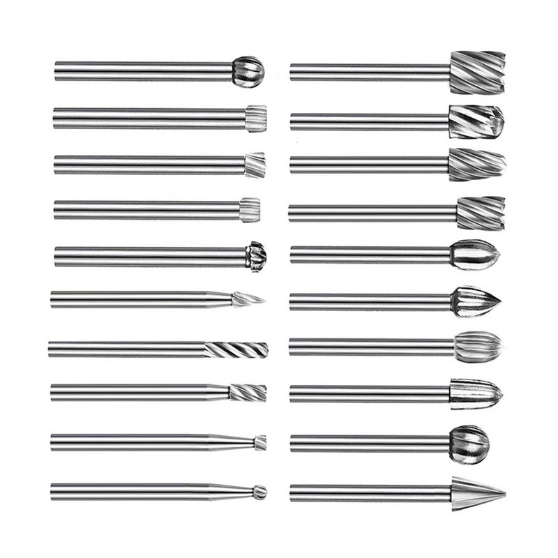 20Pcs Rotary File Burr Grinding Bit High Speed Steel Tool