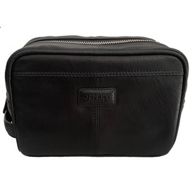 OSPREY London Leather Wash Bag, Men's, Black, 26 x 14 x 14 cm