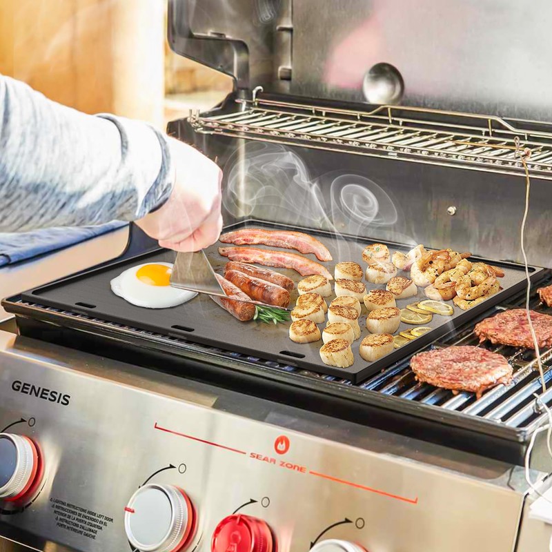 Onlyfire Universal Cast Iron Griddle, Reversible Cooking Griddle for Gas/Charcoal
