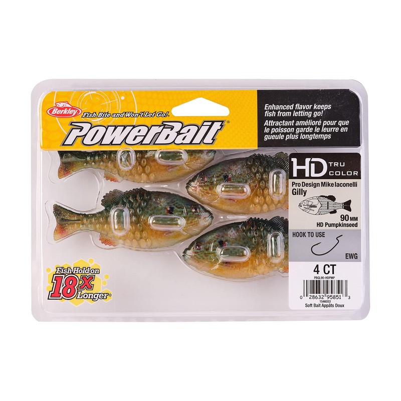 Berkley Powerbait Gilly Fishing Soft Bait, HD Pumpkinseed, 110mm