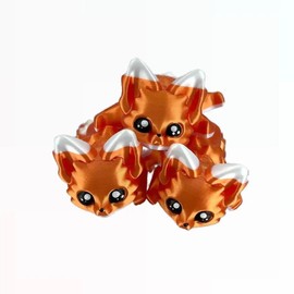 Orange Fox - Articulated 3d Print, Fun Cute Orange Fox Figurine Decoration, Great Gift - Color: Orange Fox X3 Trio Bundle