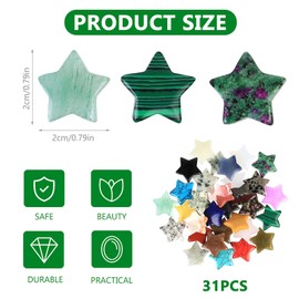 20 Pcs Star Crystals and Gemstones Healing Crystals Set, Crystals Stars Set, Natural Polished Chakra Quartz Crystal Stones, Healing Crystal Gifts, Witchy Gifts for Women Reiki Meditation Home Decor