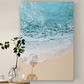 Renditions Gallery Canvas Nature Wall Art Home Paintings & Prints Blue Sandy Beach Ocean Modern Romantic Wall Hanging Artwork Decorations for Bedroom Living Room Office Kitchen - 24"x36" LT06
