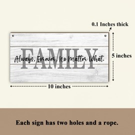 Family Wall Decor Wood Hanging Sign, Family Signs for Home Decor, Home Decor Family Sign Plaque, Family Always Forever No Matter What, Artwork Housewarming Gift for Living Room Kitchen Bedroom -02