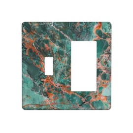 OILbiexn Decorative Outlet Covers with Luxury Emerald Green Marble Print Design 2 Gang 1 Gang Wall Plate Single Toggle Rocker Combo Light Switch Cover Switch Plate Cover for Bathroom Kitchen Decor