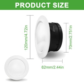 SIGANDG Round Ventilation Grille, ABS Adjustable Ventilation Cover, 75 mm White Plate Valve for Extractor Fan, Bathroom, Office, Ceiling or Wall