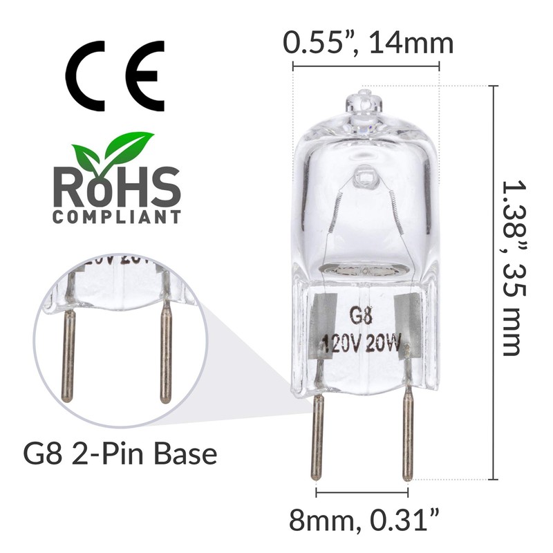 Simba Lighting Halogen Light Bulb G8 T4 20W JCD Bi-Pin