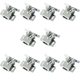 Shiwaki 10 PCS Cabinet Door Catch Double Roller Catch Cabinet Latches,Cabinet Rollers for Cupboard Closet Door(White zinc)