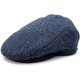 Glen Appin Mens Harris Tweed Flat County Cap Navy (XL)