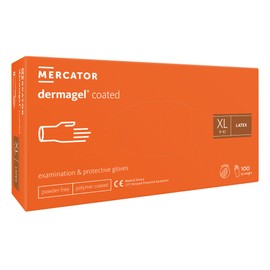 MERCATOR MEDICAL Dermagel Coated Disposable Protective Gloves, Non-Sterile, Powder-Free, Pack of 100, Size XL, 21859