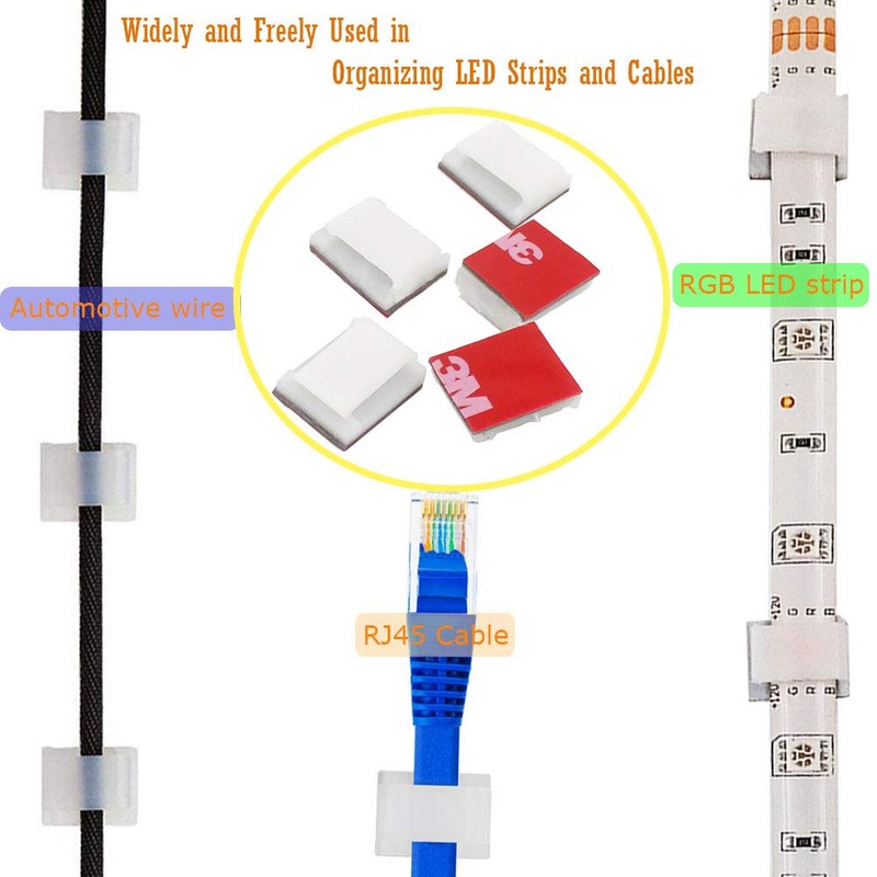 FSJEE 100Pack Mounting Fixing Clips with Screw, and 50Pack Self-Adhesive