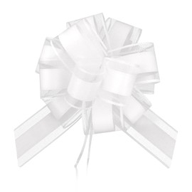 White Bows for Gift Wrapping Pull Bows 12 Pieces Large Big 6 Inch Ribbon Bows, Birthday Gift Wrap, Weddings, Baby/Bridal Showers, Valentine