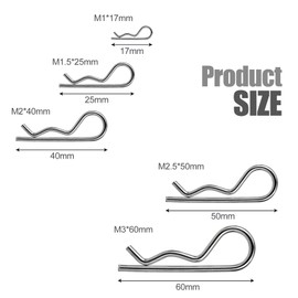 10 Pcs Hardware Pins, Cotter Pins, Sizes M1-M3 R Pin Clips, Fastener Assortment Kit, Spring Clip Retainer Pins for Hitch Pin Lock Systems (10)