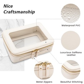 Aveniee Clear Makeup Bag Organizer,Large Travel Toiletry Bag for Women, Waterproof Cosmetic Pouch with Zippers,Car Organizers and Storage Case for Accessories,White