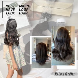 Misslala 24 Inch Micro Loop Human Hair Extensions Wavy Brown Hair extensions Color #2 Darkest Brown Human Hair Extensions Micro Loop Hair Extensions Fusion Remy Extensions 50S 50G