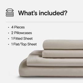 DOZ Sheet Set, 100% Viscose derived from Bamboo, Organically Grown, Buttery Soft, Cooling Sheets, High GSM, Deep Pockets - 4pc - 2 Pillowcases 1 Fitted Sheet 1 Top Sheet (Fog, King)