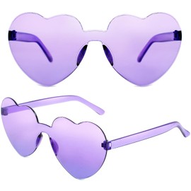 ayigu Heart Shaped Sunglasses for Women Trendy Heart Sunglasses Rimless Transparent Glasses Colorful Rave Party Favors