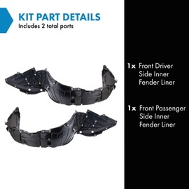 TRQ Front Inner Fender Liner Set Compatible with 2019-2023 Nissan Altima NI1248165 NI1249165