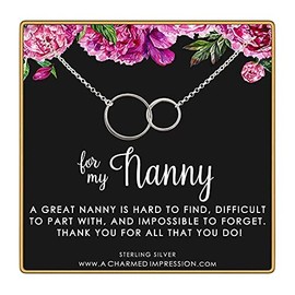 Gift for Nanny Babysitter • Gifts Appreciation • Sterling Silver Necklace • Birthday Gift for Nanny from Kids • Best Nanny • Child Caregiver Gifts for Women • Impossible to Forget