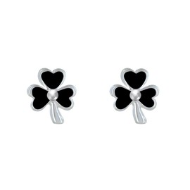 LES POULETTES BIJOUX - Sterling Silver Enamelled Clover Earrings, enamel