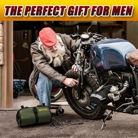 Premium Tool Roll up Bag - Heavy Duty Small Tool Bag Organizer and Storage with W/Detachable Pouches,Waterproof Oxford Cloth,Suitable for Motorcycle,Truck,Electrician,Mechanics etc,