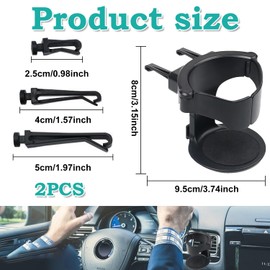 Car Cup Holder, 2-Pack Air Vent Drink Holders for Cars – Universal Car Beverage Organizer for Bottles & Cans, Easy Clip-On Installation