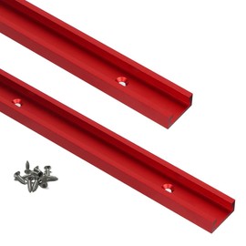 KETIPED 2pc Aluminum 400mm Double-Cut Profile Universal 3/4 T-Track with Predrilled Mounting Holes and Wood Screws,30 Type T Track for Woodworking Jigs and Fixtures,Drill Press Table,(15.75in)-R