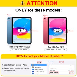 FINTIE Backlit Keyboard Case for iPad (A16) 11th Generation 11 Inch 2025, iPad 10th Generation 10.9 Inch 2022 - Soft TPU Cover with 7 Color Backlight Detachable Bluetooth Keyboard, Black