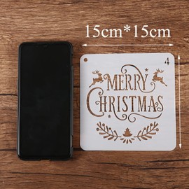 9pcs Christmas Stencils Templates for Crafts Reusable - Card Making Wood Wall Furniture Painting Kids Christmas Arts Crafts Decoration, Christ-mas-Gifts for Kids, 15 * 15cm