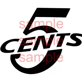 2" VINTAGE STYLE 5 CENT VENDING DECAL BLACK MACHINE CUT VINYL TRANSFER