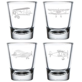 MIP Set of 4 Shot Glasses 1.75oz Shot Glass Aviation Airplane