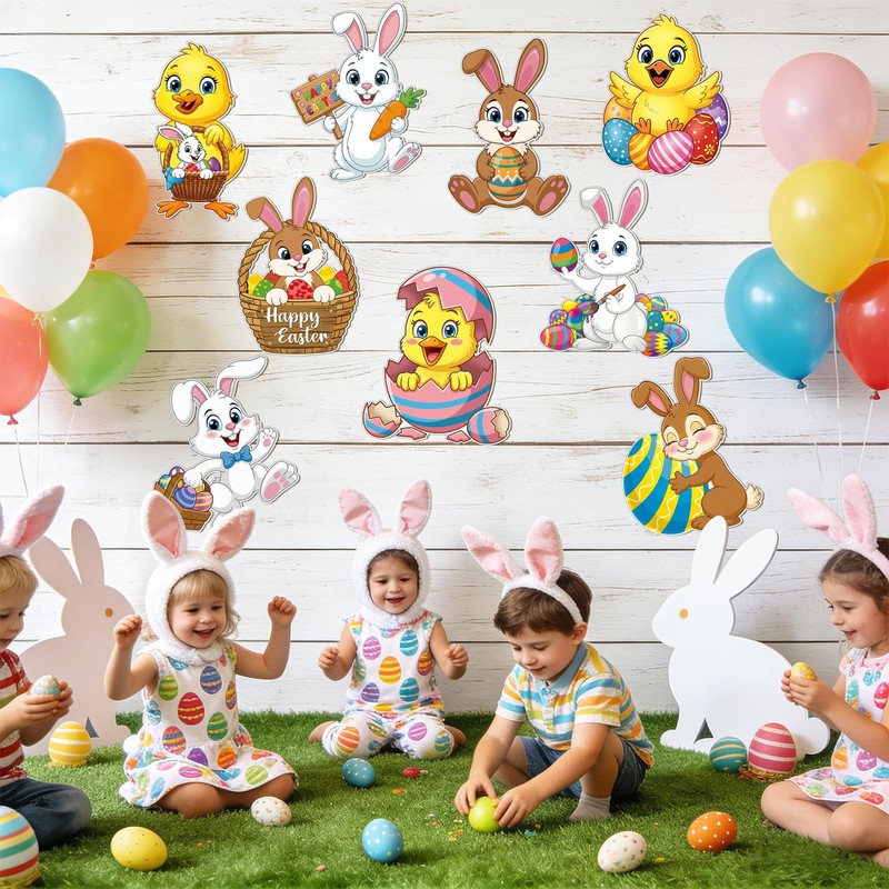 Large Easter Bunny Cutouts Chicks Cardboard Cutout Happy Easter Bulletin