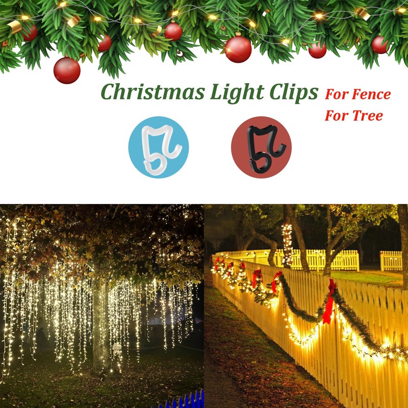 Profully Christmas Light Clips, Plastic Gutter Clips for Hanging Hooks