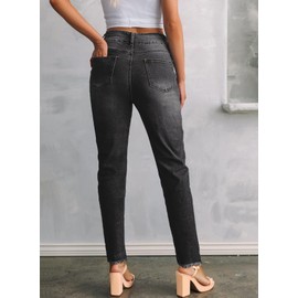 Sidefeel Black Jeans for Women Trendy 2025 High Waisted Boyfriend Casual Straight Legs Denim Pants Size 10