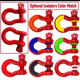 3/4" Shackle Red D Ring Shackles 4.75T D Ring Towing Heavy Duty Shackle Galvanized & Poweder Coated Anchor Shackle Forged Steel Shackles Max 28.5 Ton (57,000 Lbs) Break Strength Shakle Pack of 2