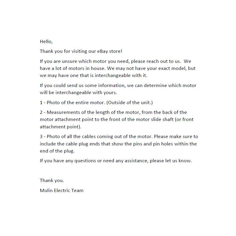 Mulin Electric Motor Actuator - ML19-193 Power Recliner Motor