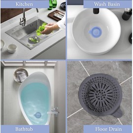 Hair Drain Catcher Bathtub, Shower, Sink Strainer, Reusable (Pack of 5, 4 Suction Cups) Silicone Hair Catcher Shower Drain, Hair Trap for Shower Drain