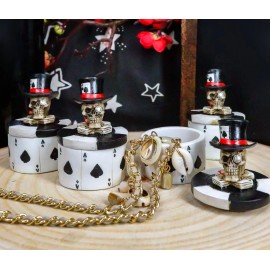 Set Of 4 Ace of Spades Skull Poker Chip Cards Skull Small Decorative Box Decors